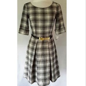 Antonio Melani Dress Black White Plaid Keyhole:))